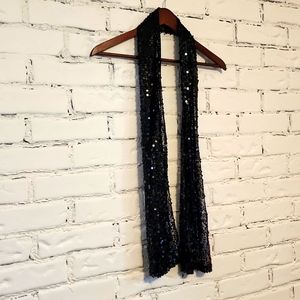 Black sequin sheer scarf